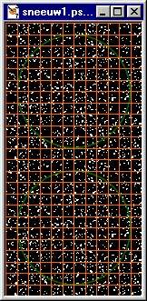 De sneeuwvlokken op een zwarte achtergrond met zichtbaar grid