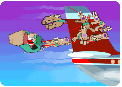 Kerstfun: Santa Claus krijgt een lift van een vliegtuig