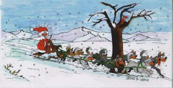 Kerstfun: De kerstman rijdt tegen een boom